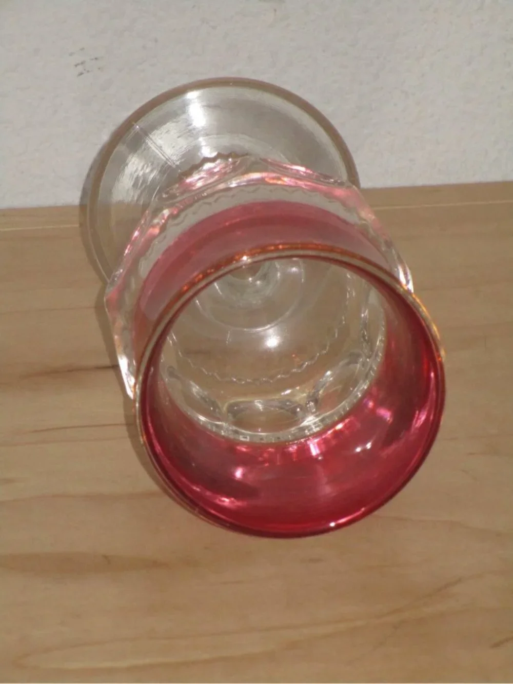Tiffin Franciscan King's Crown Thumbprint Ruby Red Rim Goblet Glass Rim Goblet